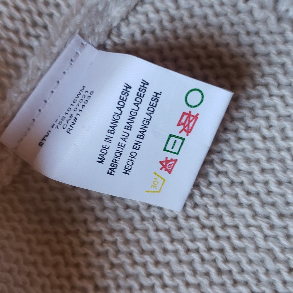 Cream Striped Hooded Cardigan Size Small NEW - Picture 10 of 10